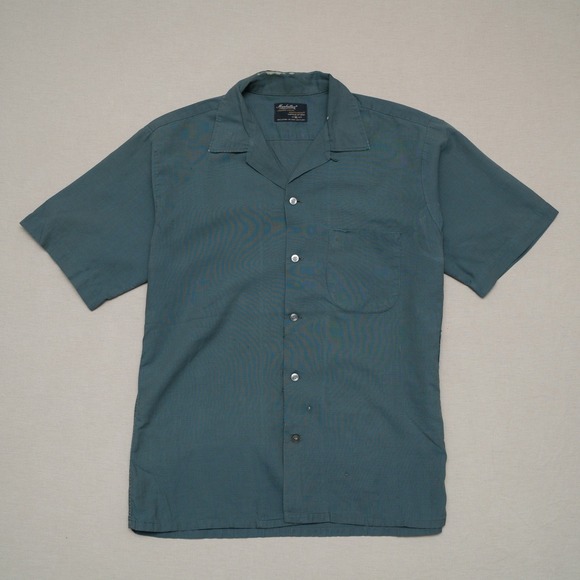 Other - Vtg 60s Cotton Camp Loop Collar Mansmooth Selvedge Button Up Shirt Manhattan M